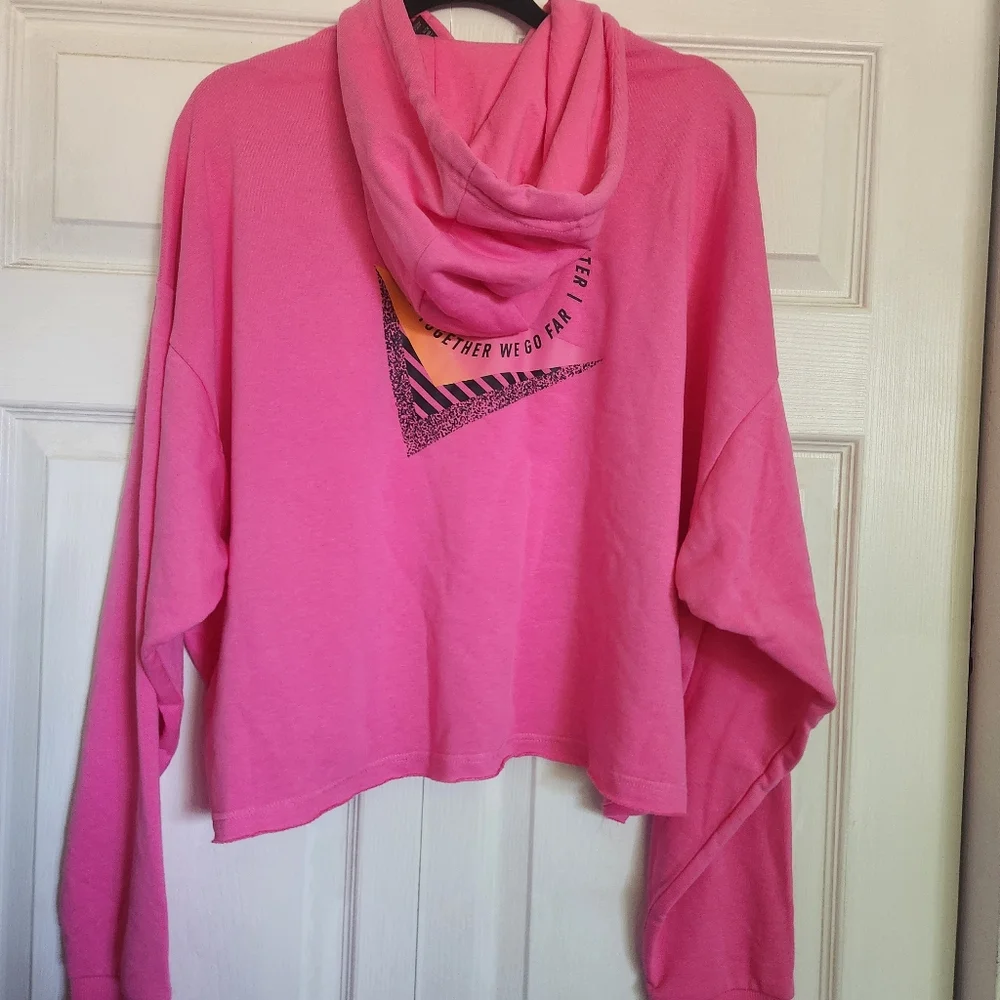 Adidas Cropped Oversized Hoodie XL 20/22 Pink Athleisure Street Style - Picture 12 of 12